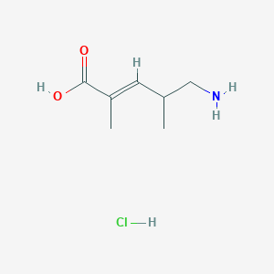 molecular formula C7H14ClNO2 B2943736 (E)-5-氨基-2,4-二甲基戊-2-烯酸；盐酸 CAS No. 2411323-75-4
