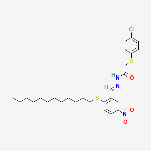 2-[(4-chlorophenyl)sulfanyl]-N'-{[2-(dodecylsulfanyl)-5-nitrophenyl]methylene}acetohydrazide