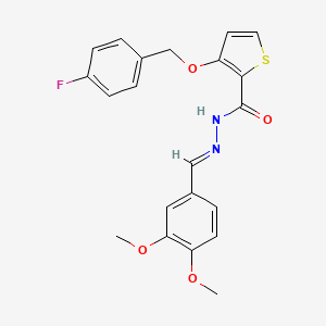 molecular formula C21H19FN2O4S B2943748 N'-[(E)-(3,4-dimethoxyphenyl)methylidene]-3-[(4-fluorobenzyl)oxy]-2-thiophenecarbohydrazide CAS No. 478246-40-1
