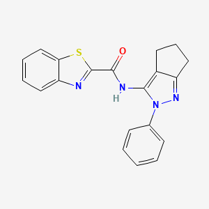 molecular formula C20H16N4OS B2943759 N-(2-phenyl-2,4,5,6-tetrahydrocyclopenta[c]pyrazol-3-yl)benzo[d]thiazole-2-carboxamide CAS No. 1170383-55-7