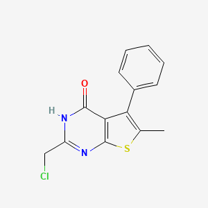 molecular formula C14H11ClN2OS B2943766 2-(chloromethyl)-6-methyl-5-phenyl-3H,4H-thieno[2,3-d]pyrimidin-4-one CAS No. 554436-89-4