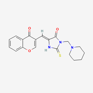 (5Z)-5-[(4-oxochromen-3-yl)methylidene]-3-(piperidin-1-ylmethyl)-2-sulfanylideneimidazolidin-4-one