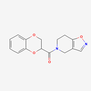 molecular formula C15H14N2O4 B2943770 (2,3-二氢苯并[b][1,4]二噁英-2-基)(6,7-二氢异恶唑并[4,5-c]吡啶-5(4H)-基)甲酮 CAS No. 2034427-56-8
