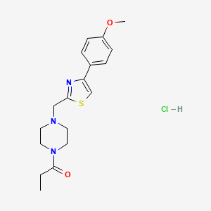 molecular formula C18H24ClN3O2S B2943780 1-(4-((4-(4-Methoxyphenyl)thiazol-2-yl)methyl)piperazin-1-yl)propan-1-one hydrochloride CAS No. 1331356-27-4