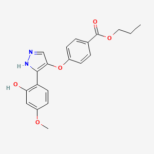molecular formula C20H20N2O5 B2943784 propyl 4-((3-(2-hydroxy-4-methoxyphenyl)-1H-pyrazol-4-yl)oxy)benzoate CAS No. 879453-96-0