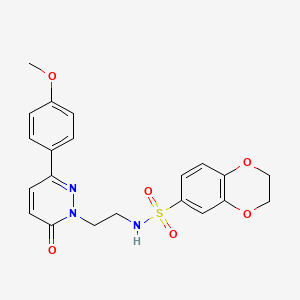 molecular formula C21H21N3O6S B2943786 N-(2-(3-(4-methoxyphenyl)-6-oxopyridazin-1(6H)-yl)ethyl)-2,3-dihydrobenzo[b][1,4]dioxine-6-sulfonamide CAS No. 923107-25-9