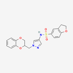 molecular formula C20H19N3O5S B2943788 N-(1-((2,3-dihydrobenzo[b][1,4]dioxin-2-yl)methyl)-1H-pyrazol-4-yl)-2,3-dihydrobenzofuran-5-sulfonamide CAS No. 1797875-61-6