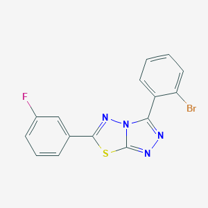 molecular formula C15H8BrFN4S B294379 3-(2-Bromophenyl)-6-(3-fluorophenyl)[1,2,4]triazolo[3,4-b][1,3,4]thiadiazole 