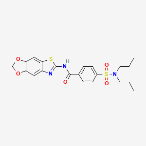 molecular formula C21H23N3O5S2 B2943791 N-([1,3]二氧杂环[4',5':4,5]苯并[1,2-d]噻唑-6-基)-4-(N,N-二丙基磺酰胺基)苯甲酰胺 CAS No. 892856-20-1