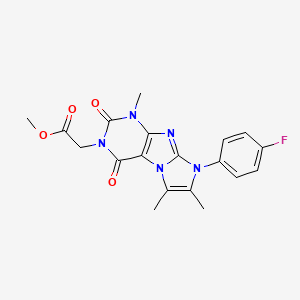 molecular formula C19H18FN5O4 B2943792 2-(8-(4-氟苯基)-1,6,7-三甲基-2,4-二氧代-1H-咪唑并[2,1-f]嘌呤-3(2H,4H,8H)-基)乙酸甲酯 CAS No. 896321-76-9