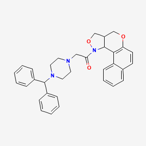 molecular formula C33H33N3O3 B2943793 1-[3a,11c-dihydro-3H-benzo[5,6]chromeno[4,3-c]isoxazol-1(4H)-yl]-2-(4-benzhydrylpiperazino)-1-ethanone CAS No. 477853-79-5