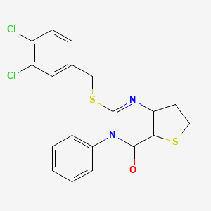 B2943807 2-[(3,4-Dichlorophenyl)methylsulfanyl]-3-phenyl-6,7-dihydrothieno[3,2-d]pyrimidin-4-one CAS No. 686771-15-3