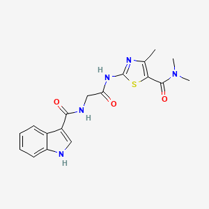 molecular formula C18H19N5O3S B2943820 2-(2-(1H-indole-3-carboxamido)acetamido)-N,N,4-trimethylthiazole-5-carboxamide CAS No. 1226453-25-3