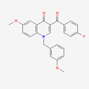 molecular formula C25H20FNO4 B2943824 3-(4-氟代苯甲酰基)-6-甲氧基-1-[(3-甲氧基苯基)甲基]-1,4-二氢喹啉-4-酮 CAS No. 866588-37-6