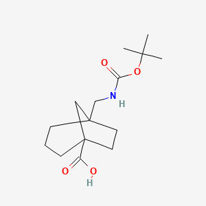 molecular formula C15H25NO4 B2943833 5-(((Tert-butoxycarbonyl)amino)methyl)bicyclo[3.2.1]octane-1-carboxylic acid CAS No. 2199982-60-8