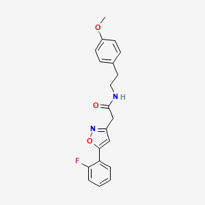 molecular formula C20H19FN2O3 B2943838 2-(5-(2-fluorophenyl)isoxazol-3-yl)-N-(4-methoxyphenethyl)acetamide CAS No. 1105216-87-2