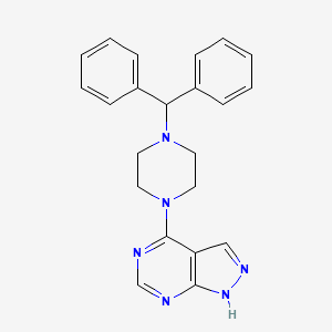 molecular formula C22H22N6 B2943844 4-(4-二苯甲基哌嗪-1-基)-1H-吡唑并[3,4-d]嘧啶 CAS No. 717098-87-8