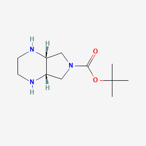 molecular formula C11H21N3O2 B2943847 叔丁基顺式-八氢-6H-吡咯并[3,4-B]吡嗪-6-甲酸酯 CAS No. 2408937-14-2