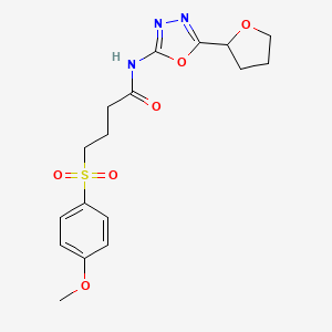 molecular formula C17H21N3O6S B2943860 4-((4-methoxyphenyl)sulfonyl)-N-(5-(tetrahydrofuran-2-yl)-1,3,4-oxadiazol-2-yl)butanamide CAS No. 921587-19-1