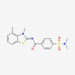 molecular formula C18H19N3O3S2 B2943862 (E)-N-(3,4-dimethylbenzo[d]thiazol-2(3H)-ylidene)-4-(N,N-dimethylsulfamoyl)benzamide CAS No. 850910-92-8