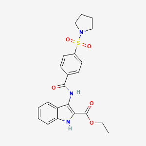 ethyl 3-(4-(pyrrolidin-1-ylsulfonyl)benzamido)-1H-indole-2-carboxylate