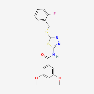 molecular formula C18H16FN3O3S2 B2943872 N-(5-((2-氟苄基)硫代)-1,3,4-噻二唑-2-基)-3,5-二甲氧基苯甲酰胺 CAS No. 868976-52-7