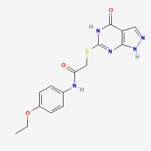 molecular formula C15H15N5O3S B2943877 N-(4-ethoxyphenyl)-2-((4-oxo-4,5-dihydro-1H-pyrazolo[3,4-d]pyrimidin-6-yl)thio)acetamide CAS No. 877629-93-1