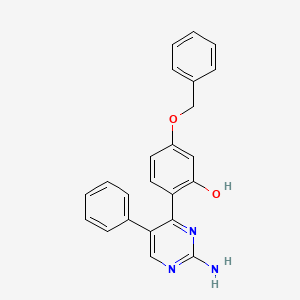 molecular formula C23H19N3O2 B2943883 2-(2-Amino-5-phenylpyrimidin-4-yl)-5-(benzyloxy)phenol CAS No. 900284-70-0