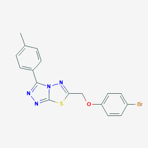 molecular formula C17H13BrN4OS B294389 6-[(4-Bromophenoxy)methyl]-3-(4-methylphenyl)-[1,2,4]triazolo[3,4-b][1,3,4]thiadiazole 