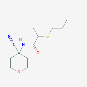 molecular formula C13H22N2O2S B2943893 2-丁基硫代基-N-(4-氰代噁烷-4-基)丙酰胺 CAS No. 1385404-36-3