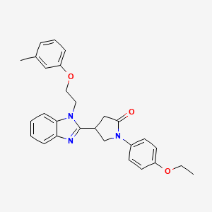 molecular formula C28H29N3O3 B2943903 1-(4-乙氧苯基)-4-{1-[2-(3-甲基苯氧基)乙基]-1H-苯并咪唑-2-基}吡咯烷-2-酮 CAS No. 890640-27-4