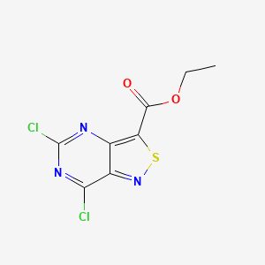 molecular formula C8H5Cl2N3O2S B2943911 5,7-二氯-[1,2]噻唑并[4,3-d]嘧啶-3-甲酸乙酯 CAS No. 1250999-75-7