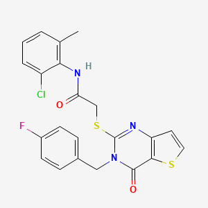 molecular formula C22H17ClFN3O2S2 B2943913 N-(2-chloro-6-methylphenyl)-2-({3-[(4-fluorophenyl)methyl]-4-oxo-3H,4H-thieno[3,2-d]pyrimidin-2-yl}sulfanyl)acetamide CAS No. 1252851-79-8