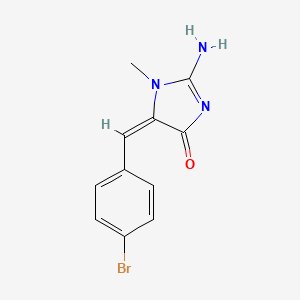 molecular formula C11H10BrN3O B2943919 5-[(E)-(4-bromophenyl)methylidene]-2-imino-1-methyltetrahydro-4H-imidazol-4-one CAS No. 127718-57-4