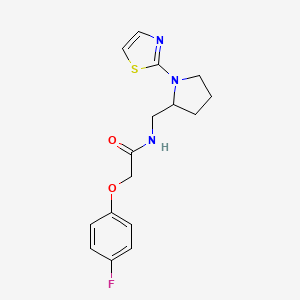 molecular formula C16H18FN3O2S B2943926 2-(4-fluorophenoxy)-N-((1-(thiazol-2-yl)pyrrolidin-2-yl)methyl)acetamide CAS No. 1798541-31-7
