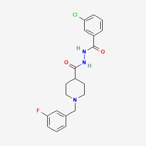 molecular formula C20H21ClFN3O2 B2943930 3-chloro-N'-{[1-(3-fluorobenzyl)-4-piperidinyl]carbonyl}benzenecarbohydrazide CAS No. 478259-07-3