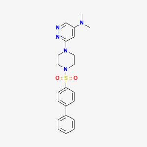 molecular formula C22H25N5O2S B2943941 6-(4-([1,1'-biphenyl]-4-ylsulfonyl)piperazin-1-yl)-N,N-dimethylpyridazin-4-amine CAS No. 1448054-63-4