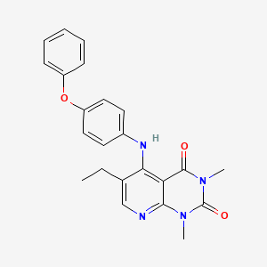 molecular formula C23H22N4O3 B2943947 6-乙基-1,3-二甲基-5-((4-苯氧基苯基)氨基)吡啶并[2,3-d]嘧啶-2,4(1H,3H)-二酮 CAS No. 946305-29-9