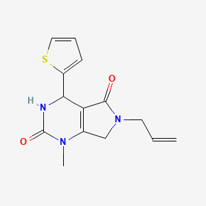 molecular formula C14H15N3O2S B2943957 6-allyl-1-methyl-4-(thiophen-2-yl)-3,4,6,7-tetrahydro-1H-pyrrolo[3,4-d]pyrimidine-2,5-dione CAS No. 1170958-11-8