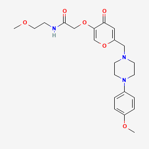 molecular formula C22H29N3O6 B2943960 N-(2-methoxyethyl)-2-((6-((4-(4-methoxyphenyl)piperazin-1-yl)methyl)-4-oxo-4H-pyran-3-yl)oxy)acetamide CAS No. 898439-55-9