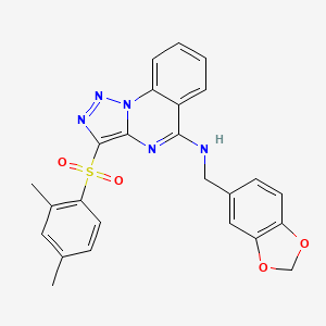 molecular formula C25H21N5O4S B2943971 N-(1,3-benzodioxol-5-ylmethyl)-3-[(2,4-dimethylphenyl)sulfonyl][1,2,3]triazolo[1,5-a]quinazolin-5-amine CAS No. 1260630-45-2