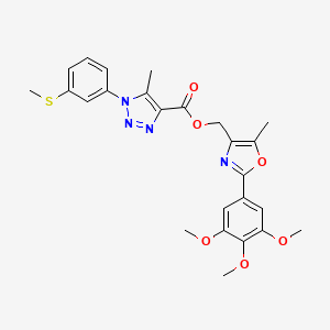 molecular formula C25H26N4O6S B2943989 (5-甲基-2-(3,4,5-三甲氧基苯基)恶唑-4-基)甲基 5-甲基-1-(3-(甲硫基)苯基)-1H-1,2,3-三唑-4-羧酸酯 CAS No. 1223900-25-1