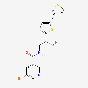 molecular formula C16H13BrN2O2S2 B2943990 5-Bromo-N-[2-hydroxy-2-(5-thiophen-3-ylthiophen-2-yl)ethyl]pyridine-3-carboxamide CAS No. 2309748-80-7