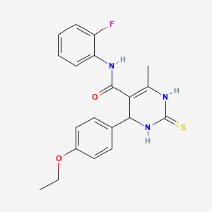 molecular formula C20H20FN3O2S B2943997 4-(4-ethoxyphenyl)-N-(2-fluorophenyl)-6-methyl-2-sulfanylidene-3,4-dihydro-1H-pyrimidine-5-carboxamide CAS No. 694476-71-6