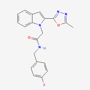 molecular formula C20H17FN4O2 B2944002 N-(4-fluorobenzyl)-2-(2-(5-methyl-1,3,4-oxadiazol-2-yl)-1H-indol-1-yl)acetamide CAS No. 923114-23-2