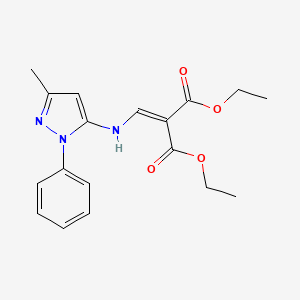 molecular formula C18H21N3O4 B2944003 2-(((3-甲基-1-苯基-1H-吡唑-5-基)氨基)亚甲基)丙二酸二乙酯 CAS No. 110299-41-7