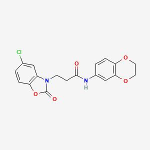 molecular formula C18H15ClN2O5 B2944005 3-(5-氯-2-氧代苯并[d]恶唑-3(2H)-基)-N-(2,3-二氢苯并[b][1,4]二噁英-6-基)丙酰胺 CAS No. 903187-24-6