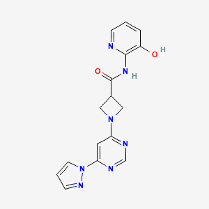 molecular formula C16H15N7O2 B2944006 1-(6-(1H-吡唑-1-基)嘧啶-4-基)-N-(3-羟基吡啶-2-基)氮杂环丁-3-甲酰胺 CAS No. 2034481-03-1