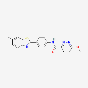 molecular formula C20H16N4O2S B2944008 6-甲氧基-N-(4-(6-甲基苯并[d]噻唑-2-基)苯基)吡啶并嗪-3-甲酰胺 CAS No. 1251692-00-8