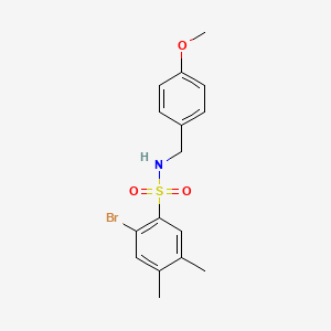 molecular formula C16H18BrNO3S B2944015 2-bromo-N-(4-methoxybenzyl)-4,5-dimethylbenzenesulfonamide CAS No. 1428152-65-1